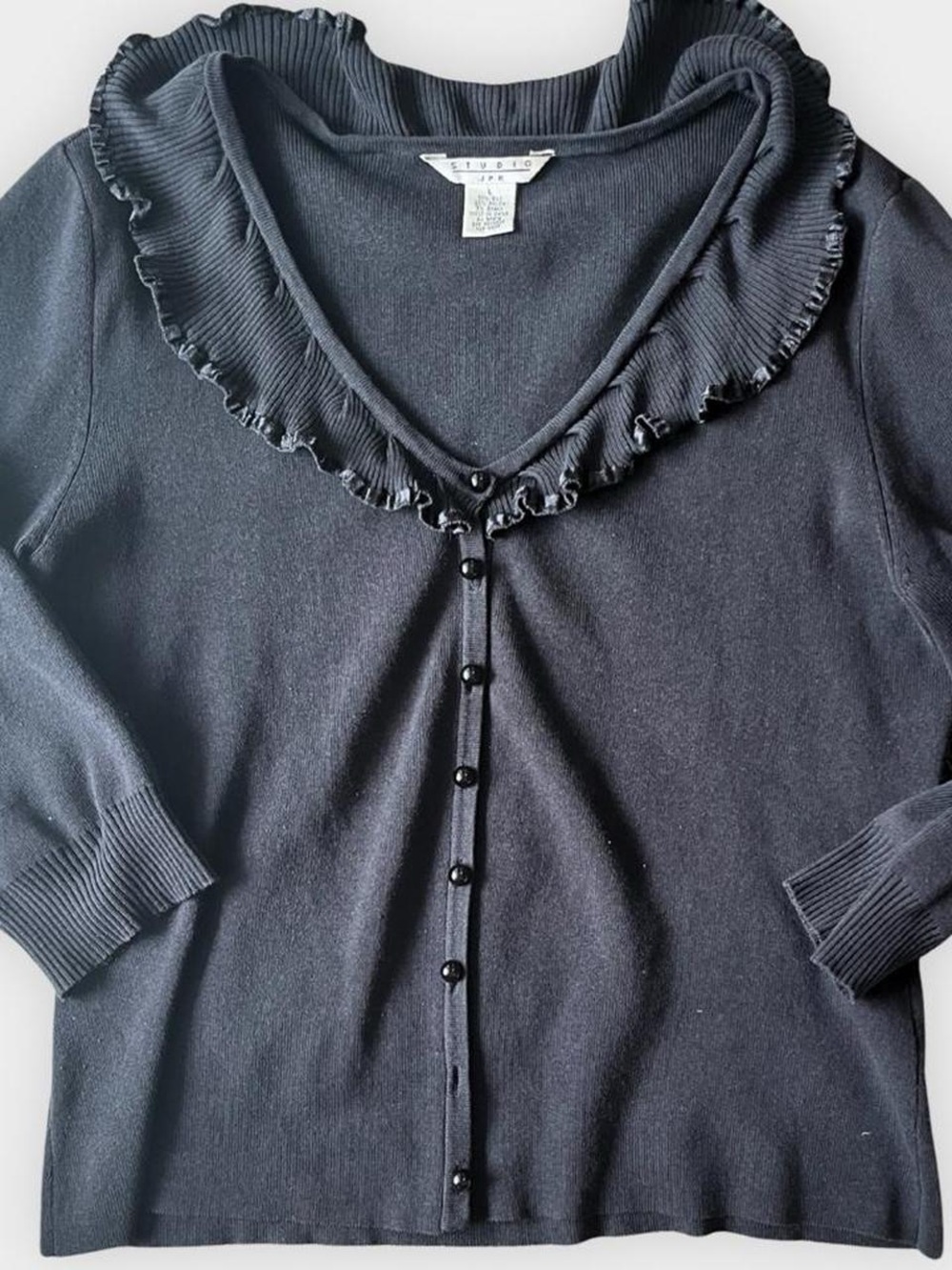 Vintage Studio JPR Silk Ruffle Cardigan Coquette Y2K Size L